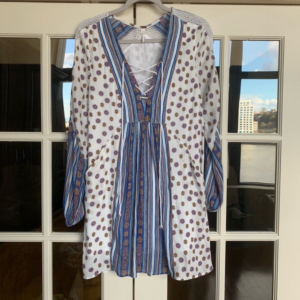 Free People Long Sleeve Lace Up Dress